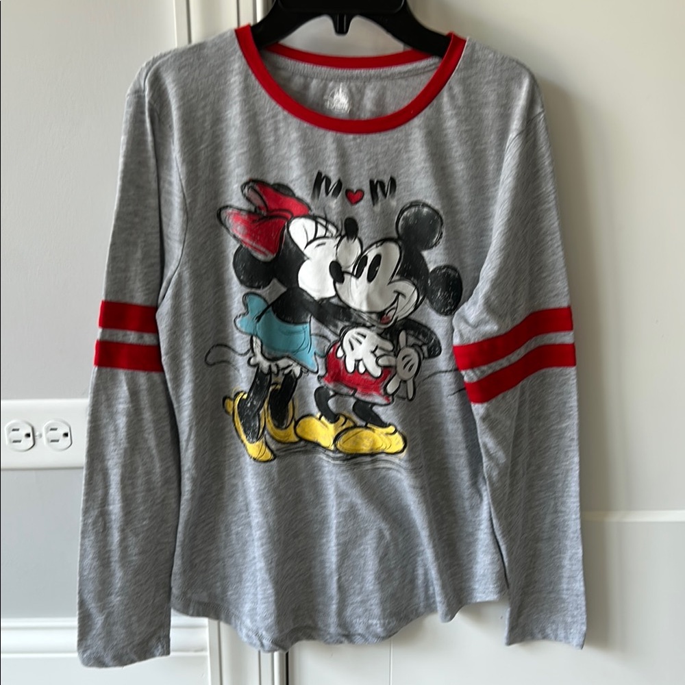 Minnie & Mickey Grey and Red Long Sleeve Tee